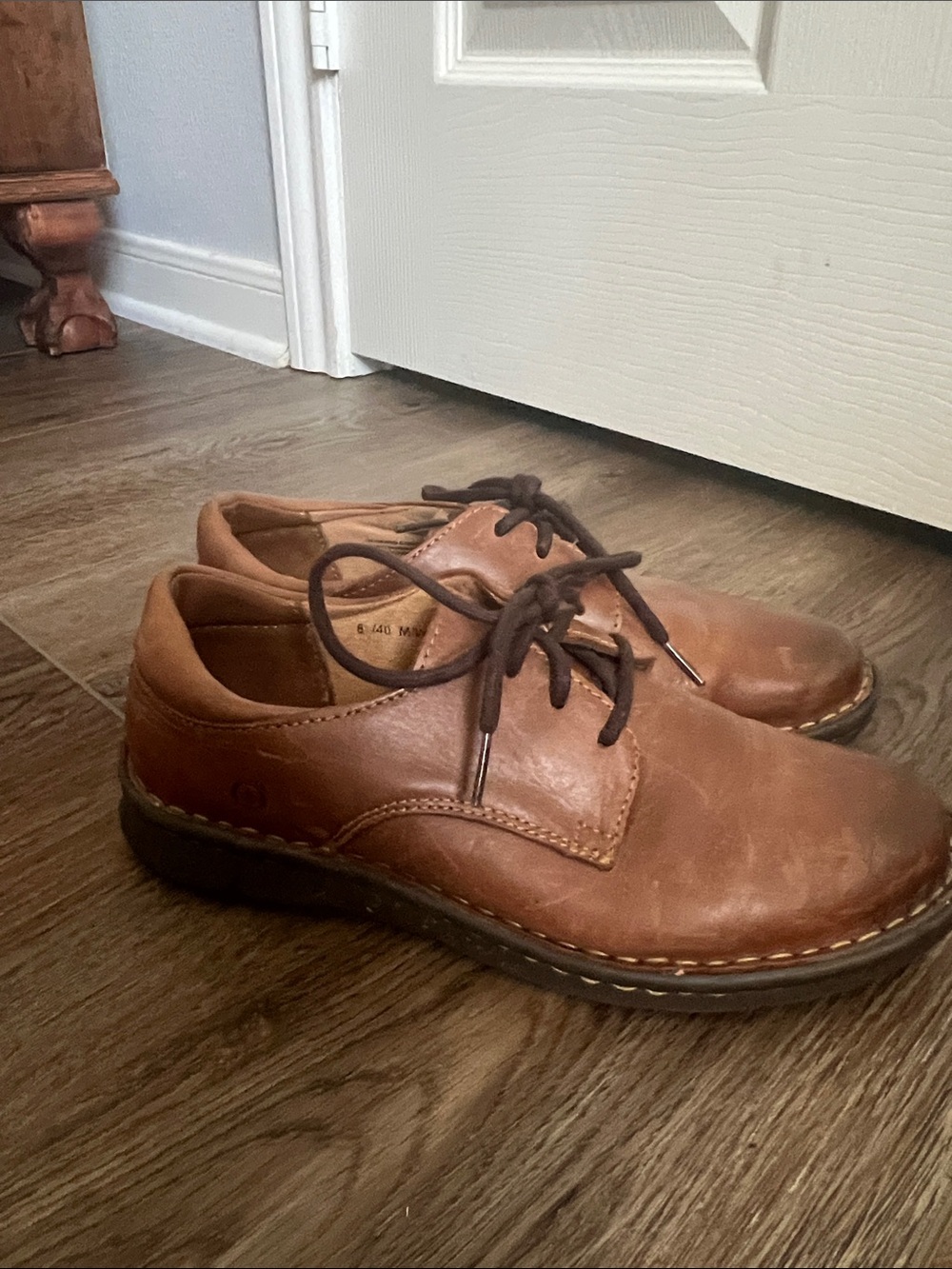 Born Brown Leather Lace-Up Oxfords